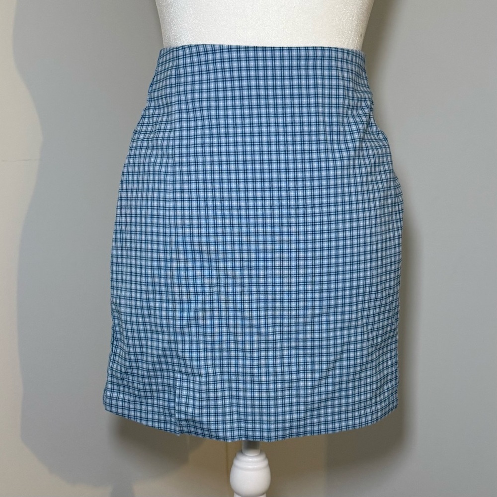 Brandy Melville Blue Plaid Mini Skirt